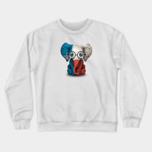 Baby Elephant with Glasses and Texas Flag Crewneck Sweatshirt